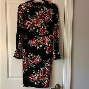 IMAN Black Dress with Red Floral Design